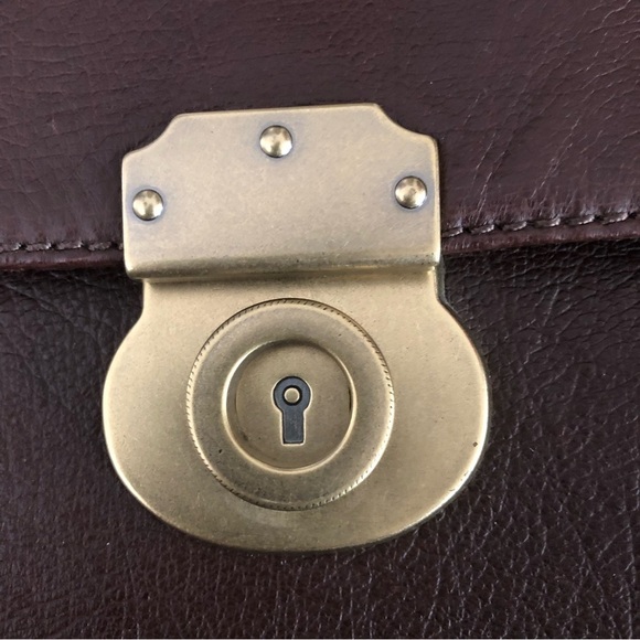 Fossil Saddle Mens Brown Genuine Leather Laptop Briefcase Work Bag 16”x12” - Picture 3 of 16